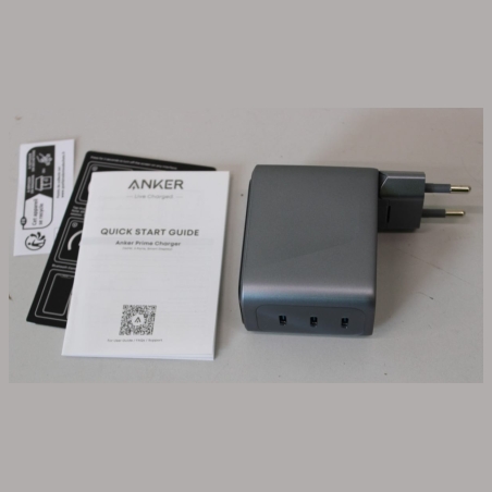 Anker Prime Charger, 3 Ports, Silver | Anker Prime Charger, 3 Ports, 160W, Silver | UNPACKED, NO ORIGINAL PACKAGING