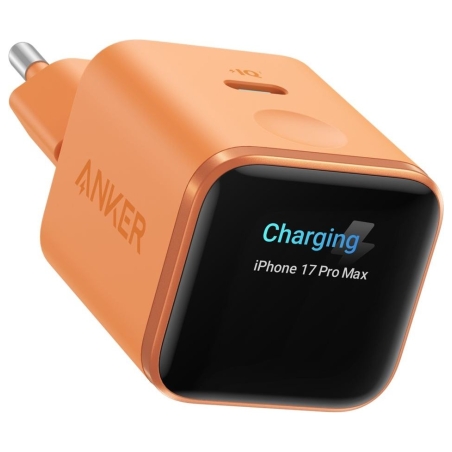 Anker Nano Charger 45W, Smart Display, Orange | 24 pin USB-C