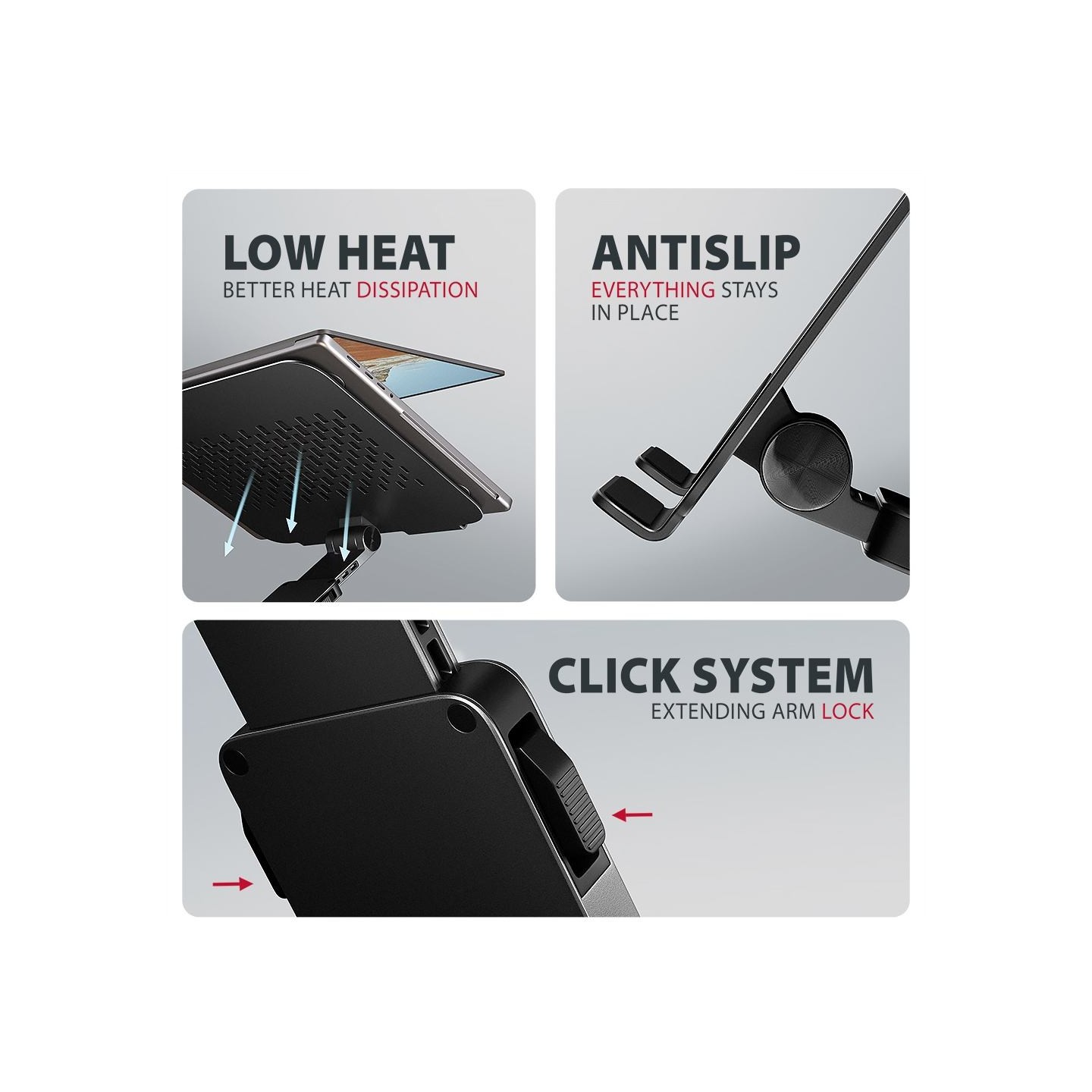 Axagon STND-LRB Aluminum stand with 360 rotation for laptops 10-17.3. Adjustable height and angle. Black.