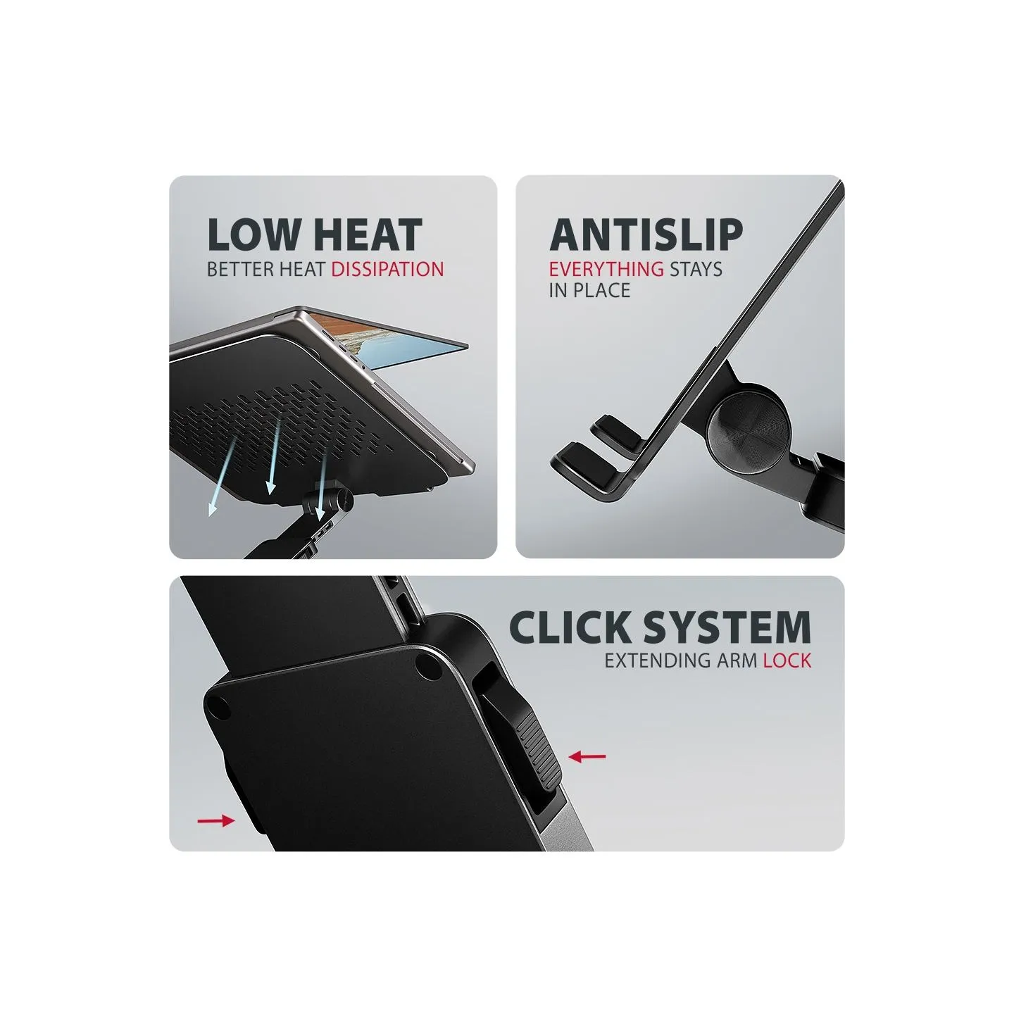 Axagon STND-LRB Aluminum stand with 360 rotation for laptops 10-17.3. Adjustable height and angle. Black.