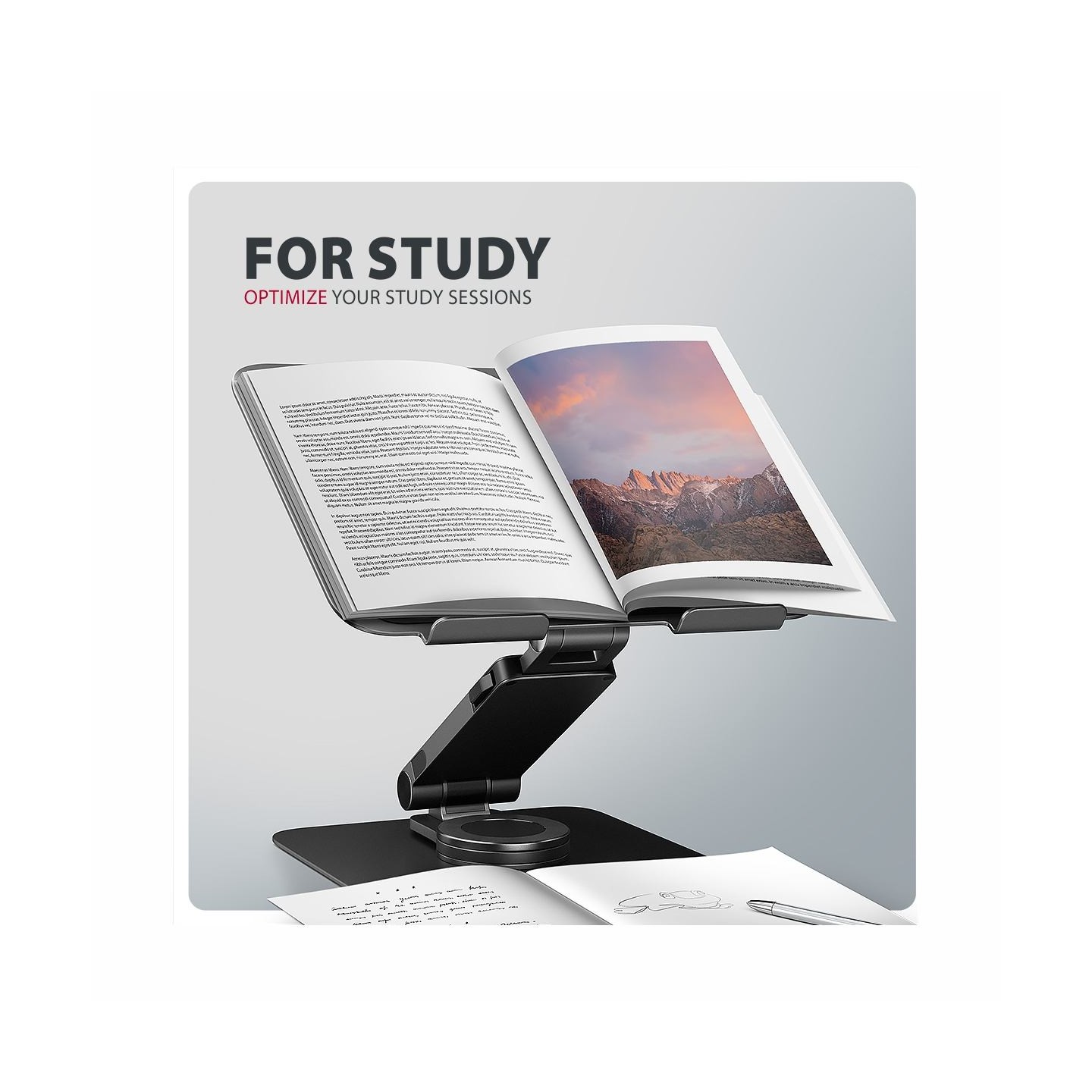 Axagon STND-LRB Aluminum stand with 360 rotation for laptops 10-17.3. Adjustable height and angle. Black.