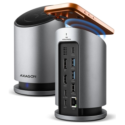 Axagon HMC-WL9 USB hub 9in1 HDMI DP GLAN PD wir cha