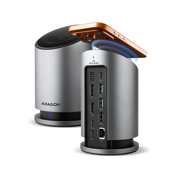 Axagon HMC-WL9 USB hub 9in1 HDMI DP GLAN PD wir cha