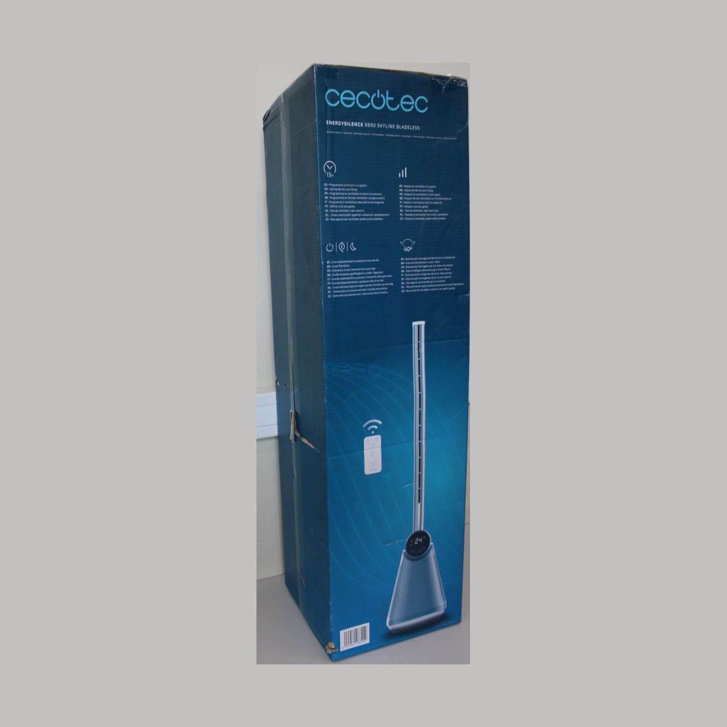 Cecotec EnergySilence 9890 Skyline Bladeless | Tower Fan | Stand Fan | 50 W | Diameter 23 cm | Number of speeds 3 | Oscillation 