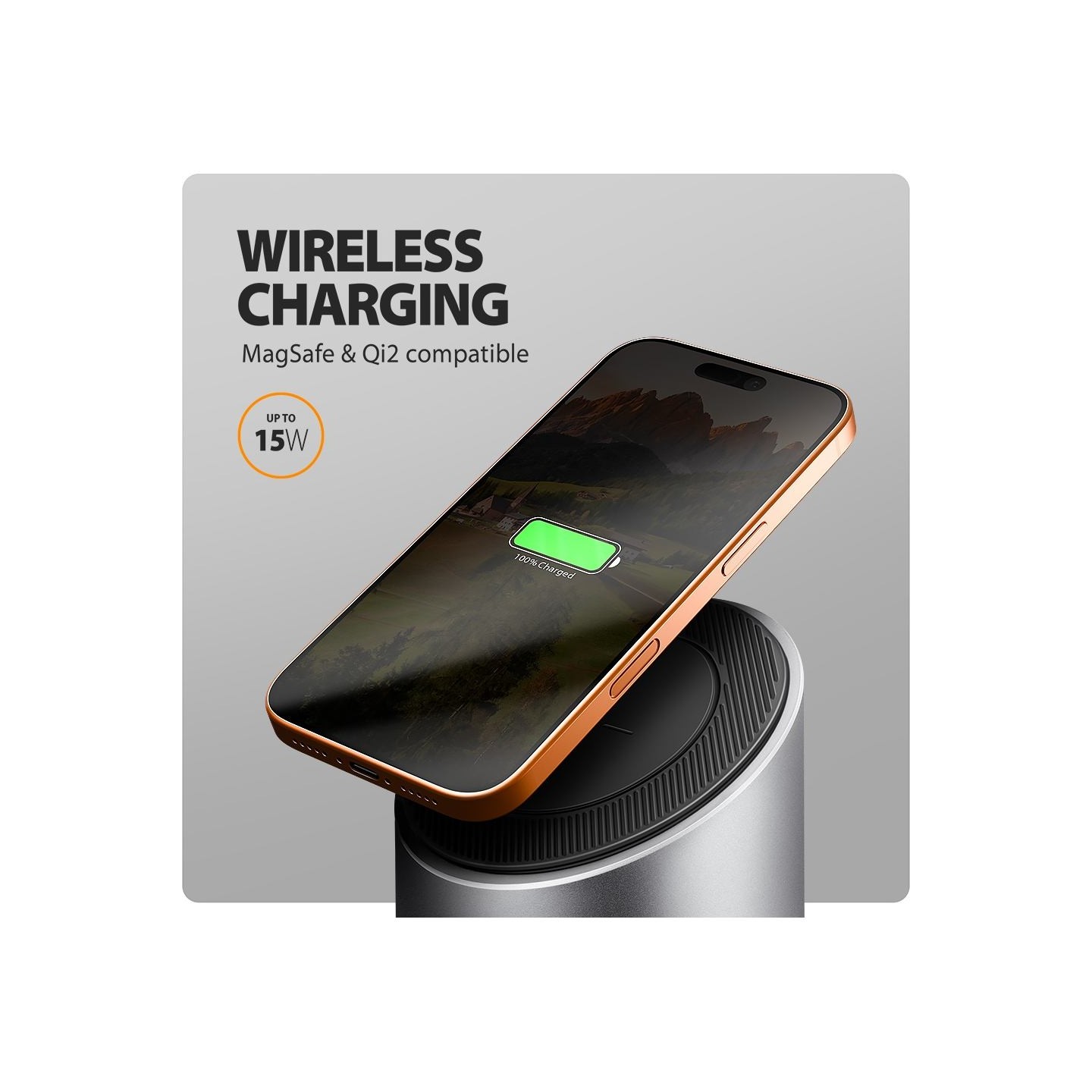 Axagon MC-WL9 USB-C 10Gbps Wireless Charging 9in1 hub