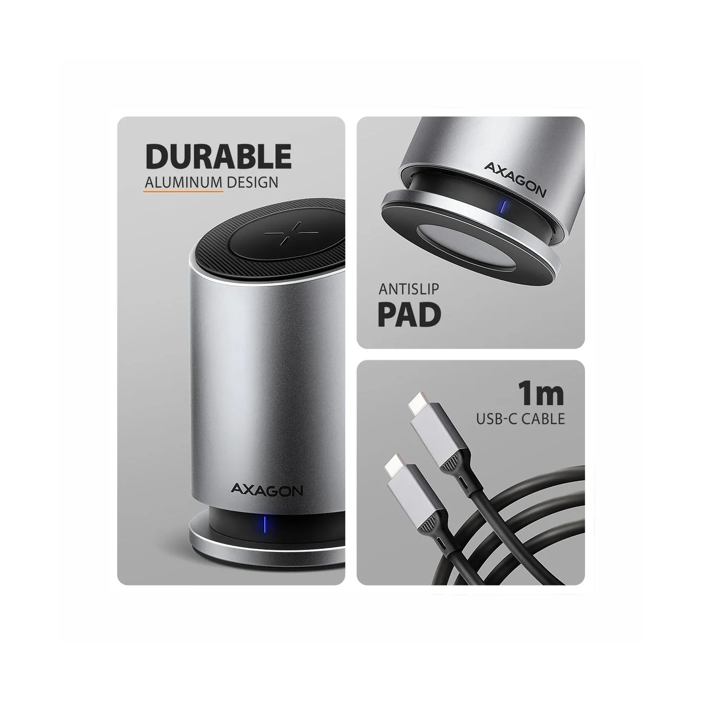 Axagon HMC-WL9 USB hub 9in1 HDMI DP GLAN PD wir cha