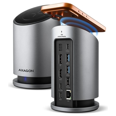 Axagon HMC-WL9 USB hub 9in1 HDMI DP GLAN PD wir cha