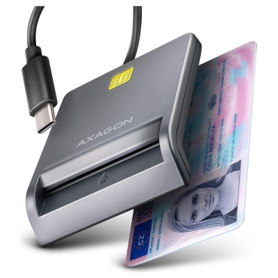 Axagon CRE-SM3TC USB-C Smart card/ID card FlatReader, 1.2m cable