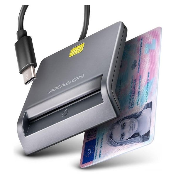 Axagon CRE-SM3TC USB-C Smart card/ID card FlatReader, 1.2m cable