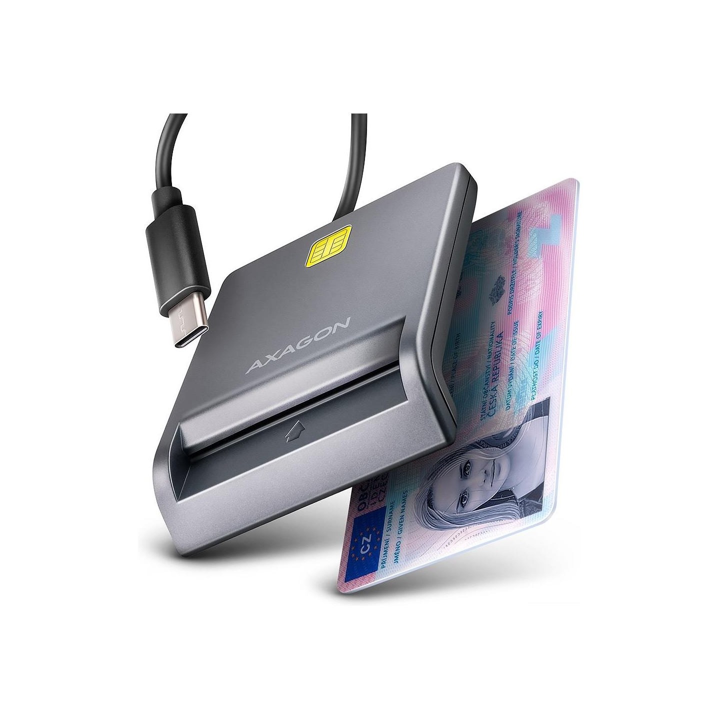 Axagon CRE-SM3TC USB-C Smart card/ID card FlatReader, 1.2m cable