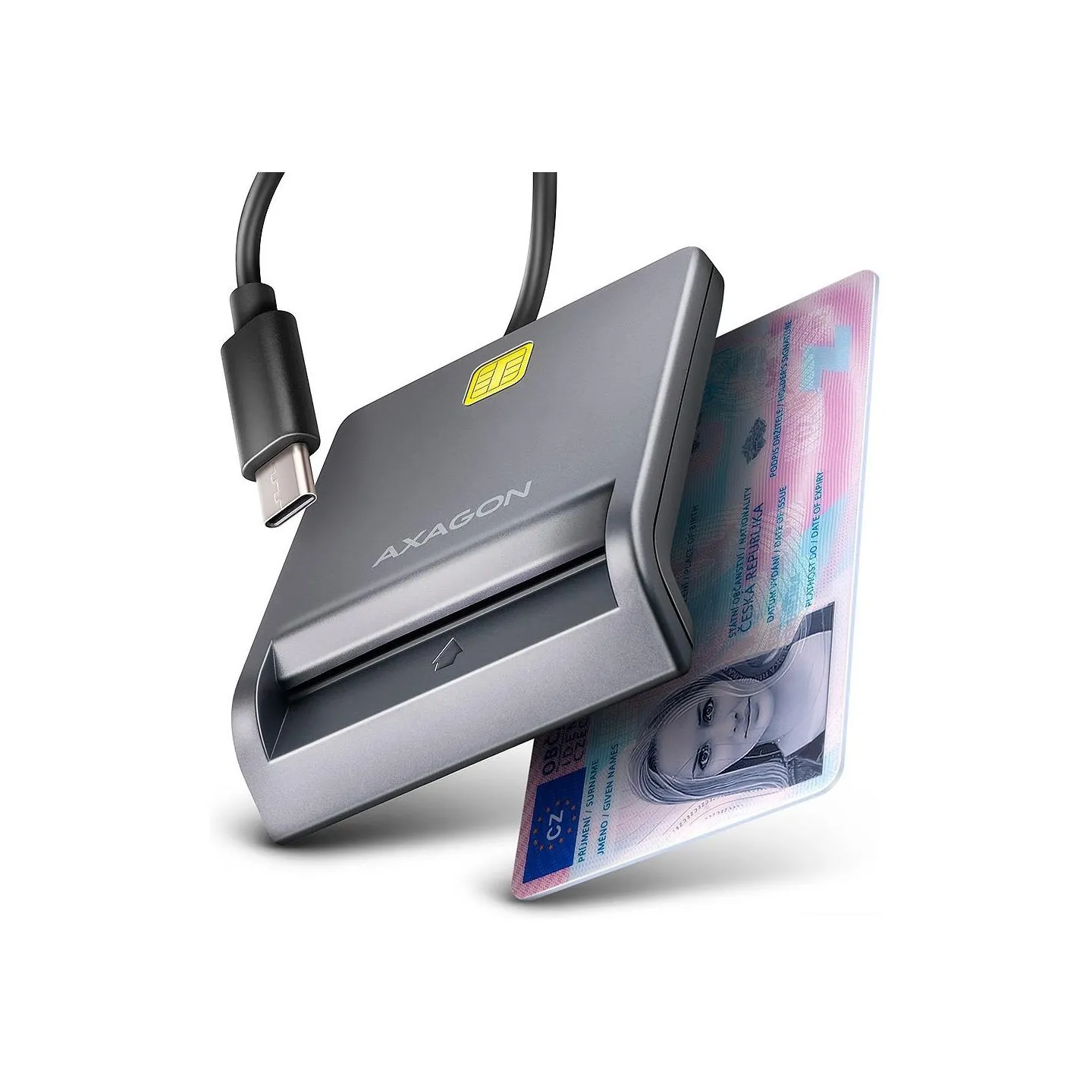 Axagon CRE-SM3TC USB-C Smart card/ID card FlatReader, 1.2m cable