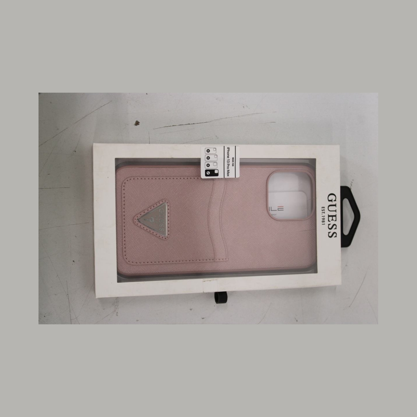 Guess GUHCP13XPSATPP iPhone 13 Pro Max 6,7" różowy/pink hardcase SaffianoTriangle Logo Cardslot DIRTY PACKAGING |   GUESS DIRTY 