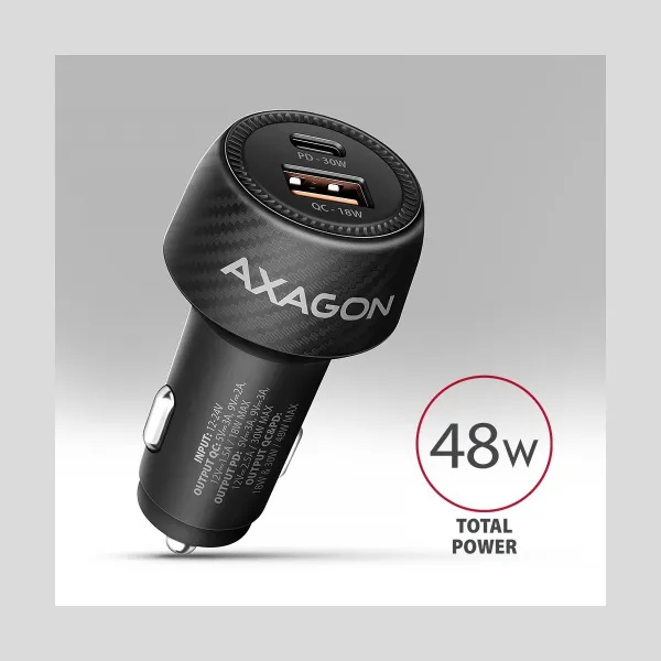 Axagon PWC-PQ48 PD3.0 & QC4+2xOUTPUTS car charger 48W