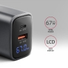 Axagon ACU-PQ67D PD&QC 67W wal l charger LED display