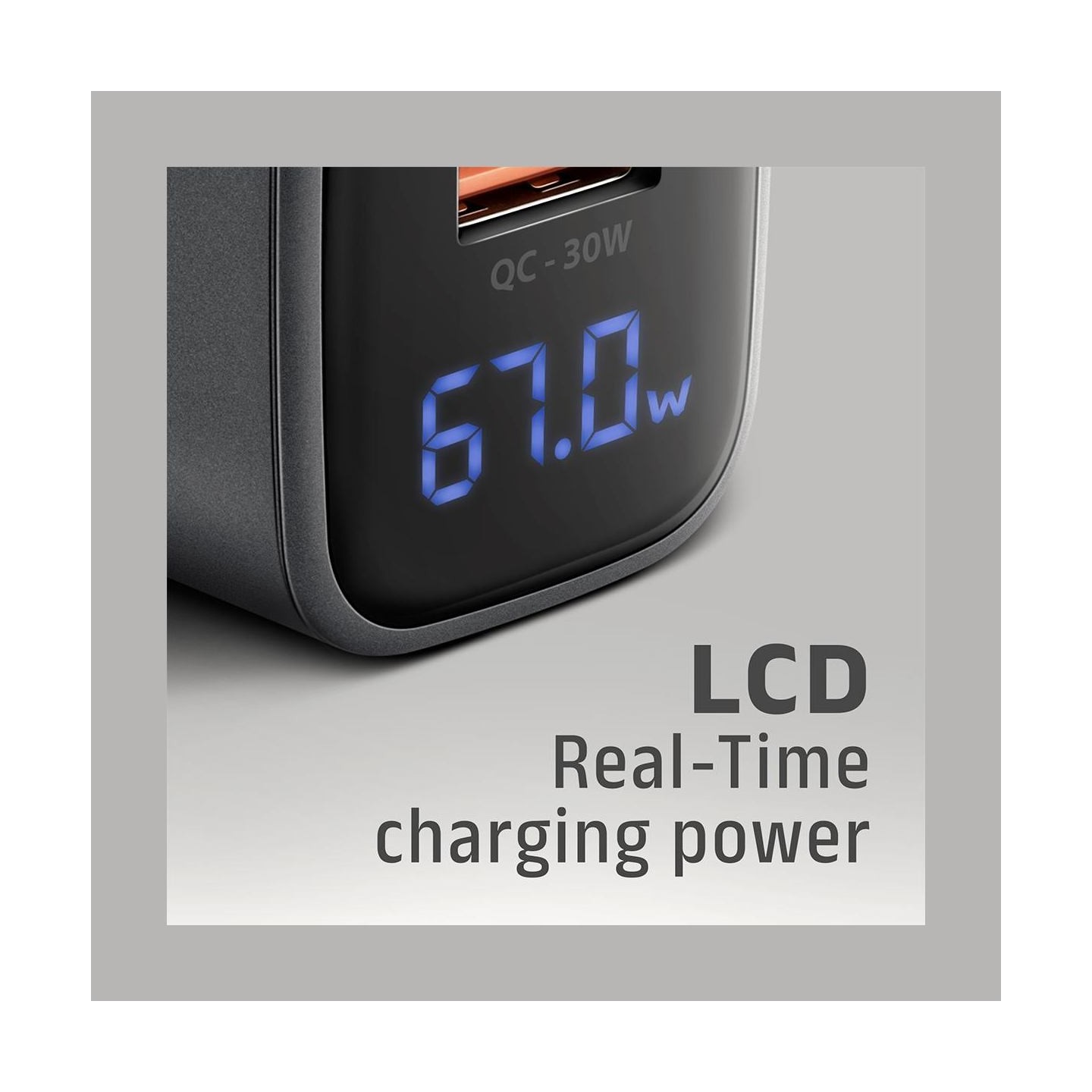 Axagon ACU-PQ67D PD3.0 & QC4+2xOUTPUTS, LCD display, wall charger 67W