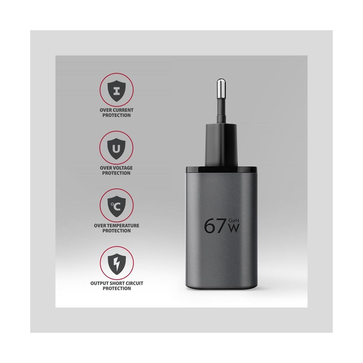 Axagon ACU-PQ67D PD&QC 67W wal l charger LED display