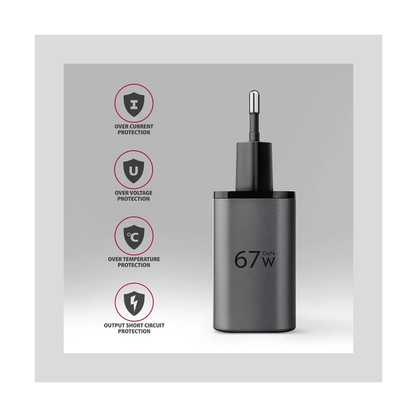 Axagon ACU-PQ67D PD3.0 & QC4+2xOUTPUTS, LCD display, wall charger 67W