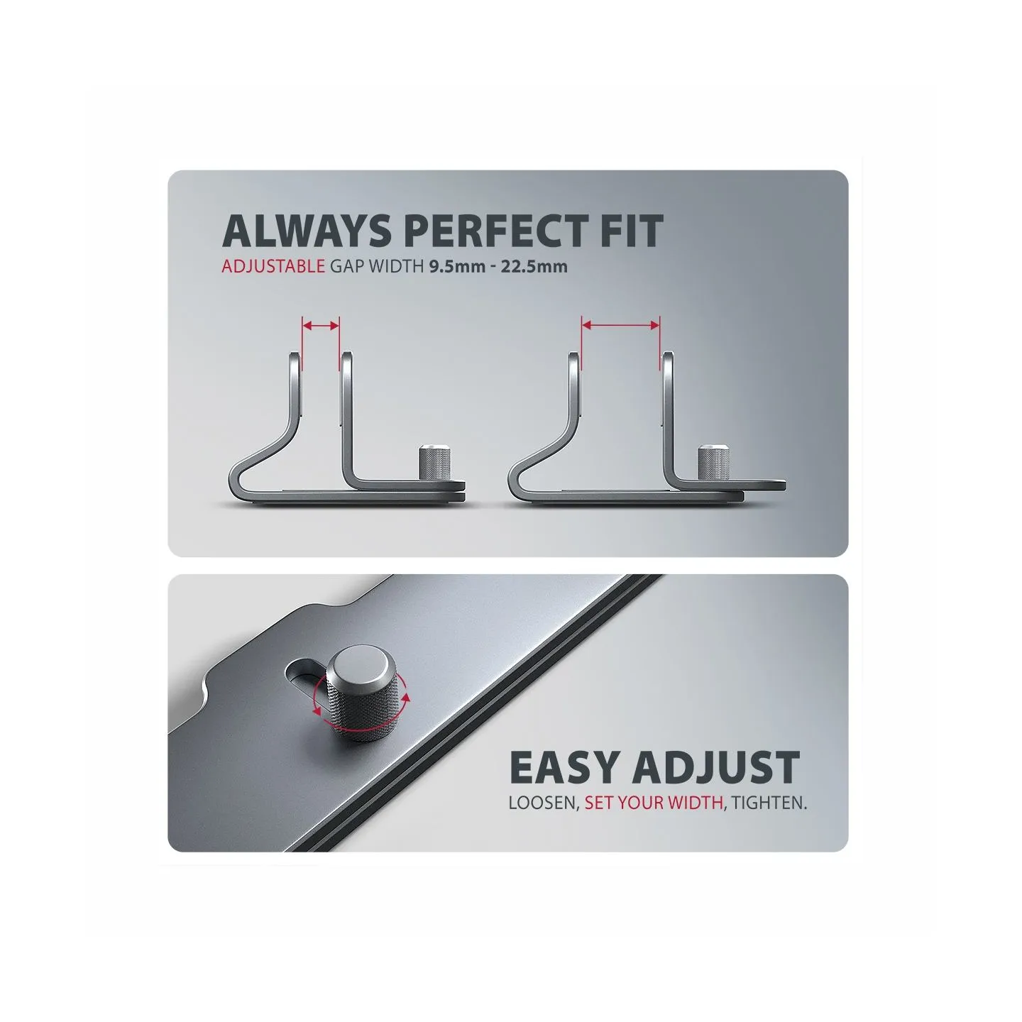 Axagon STND-VG vertical stand for laptops and tablets. Aluminum stand for vertical insertion of laptops sized 10-17.3. Adjustabl