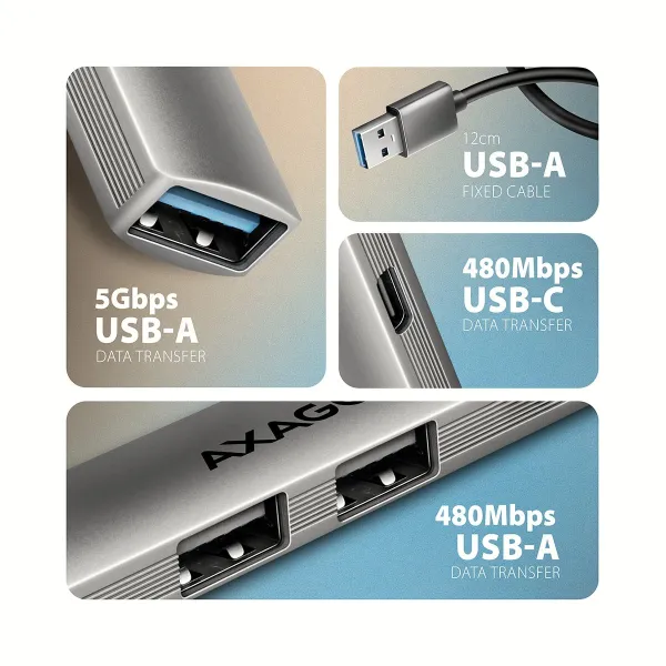 Axagon HUE-STA ALU STRIP USB-A 4 port hub