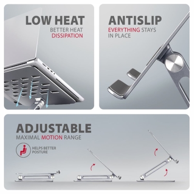 Axagon STND-LQ HQ ALU stand fo r laptop 10-16 adjustab