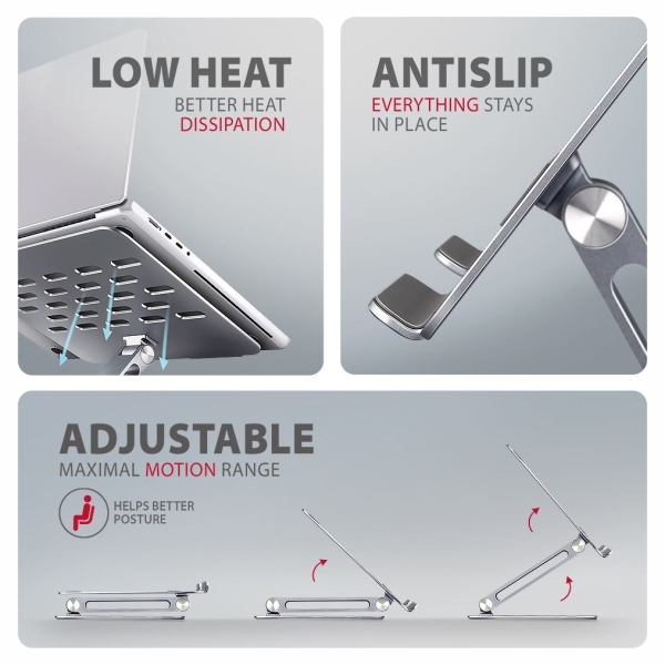 Axagon STND-LQ HQ ALU stand fo r laptop 10-16 adjustab