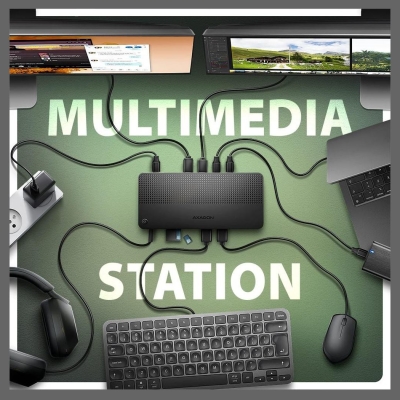 Axagon HMC-U4 USB hub 12in1 40Gbps LAN HDMI DP PD