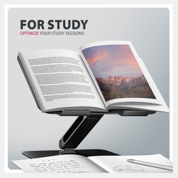 Axagon STND-LQB stand for notebooks and tablets. Aluminum HQ stand for laptops size 10-17.3. Adjustable height and angle. Black.