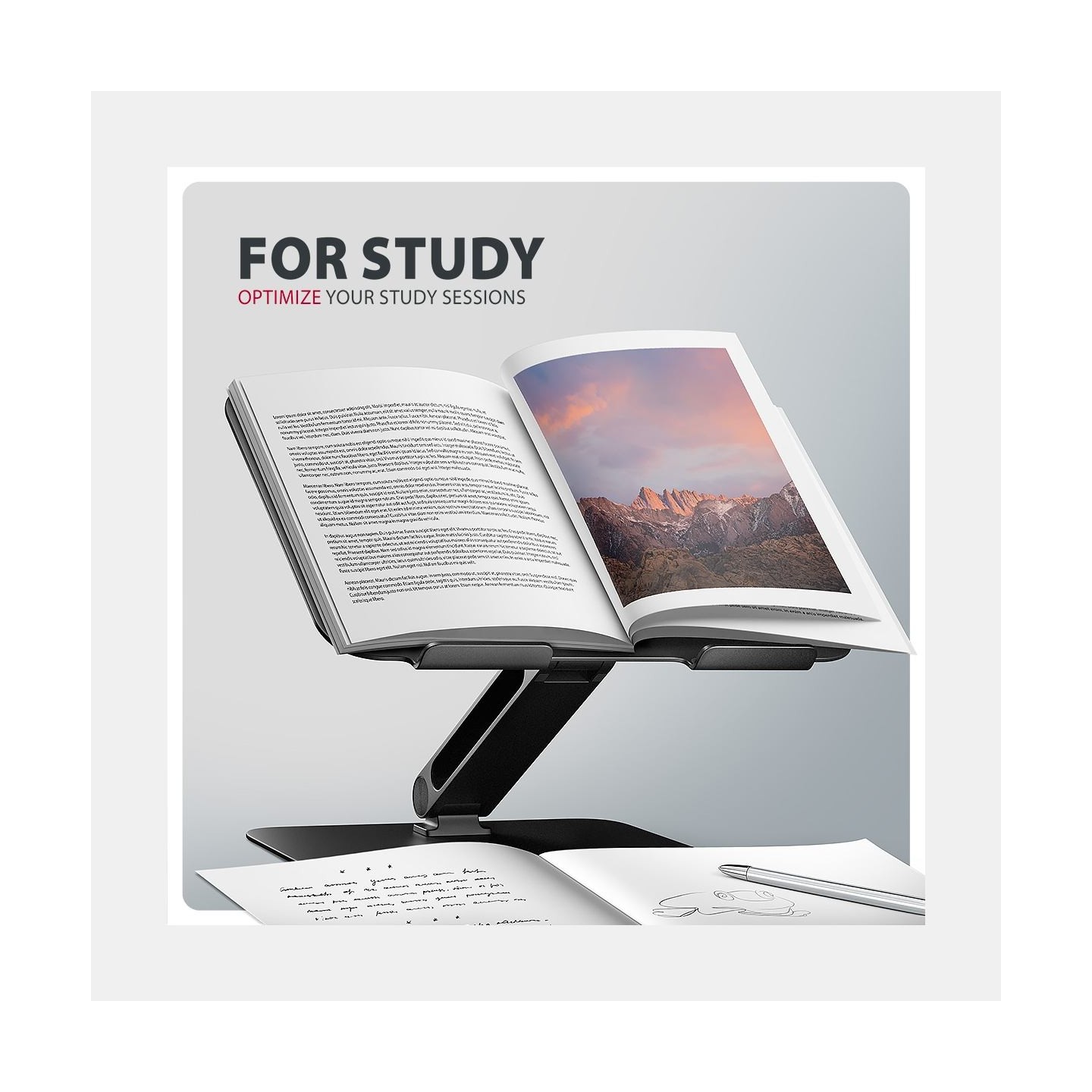 Axagon STND-LQB stand for notebooks and tablets. Aluminum HQ stand for laptops size 10-17.3. Adjustable height and angle. Black.