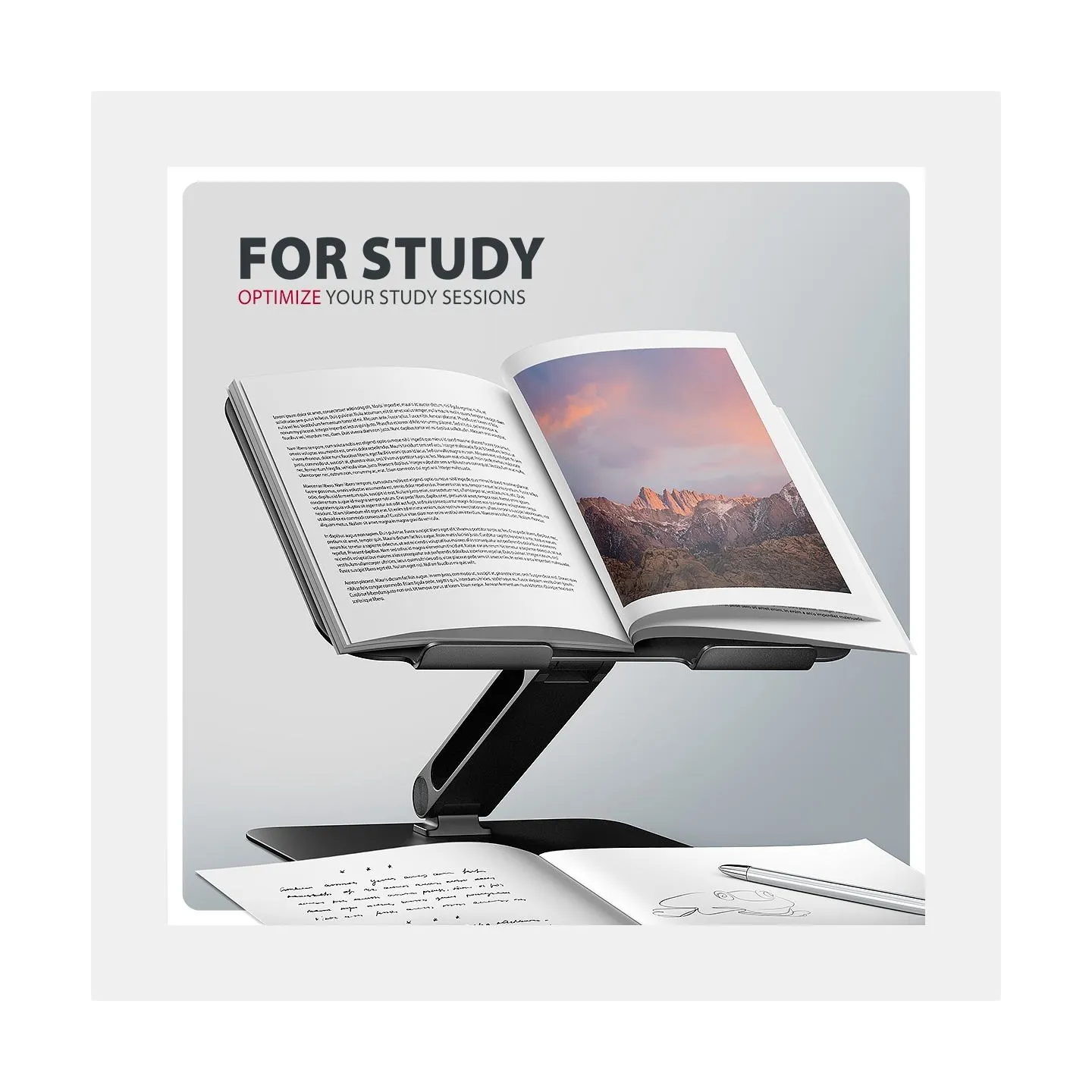 Axagon STND-LQB stand for notebooks and tablets. Aluminum HQ stand for laptops size 10-17.3. Adjustable height and angle. Black.