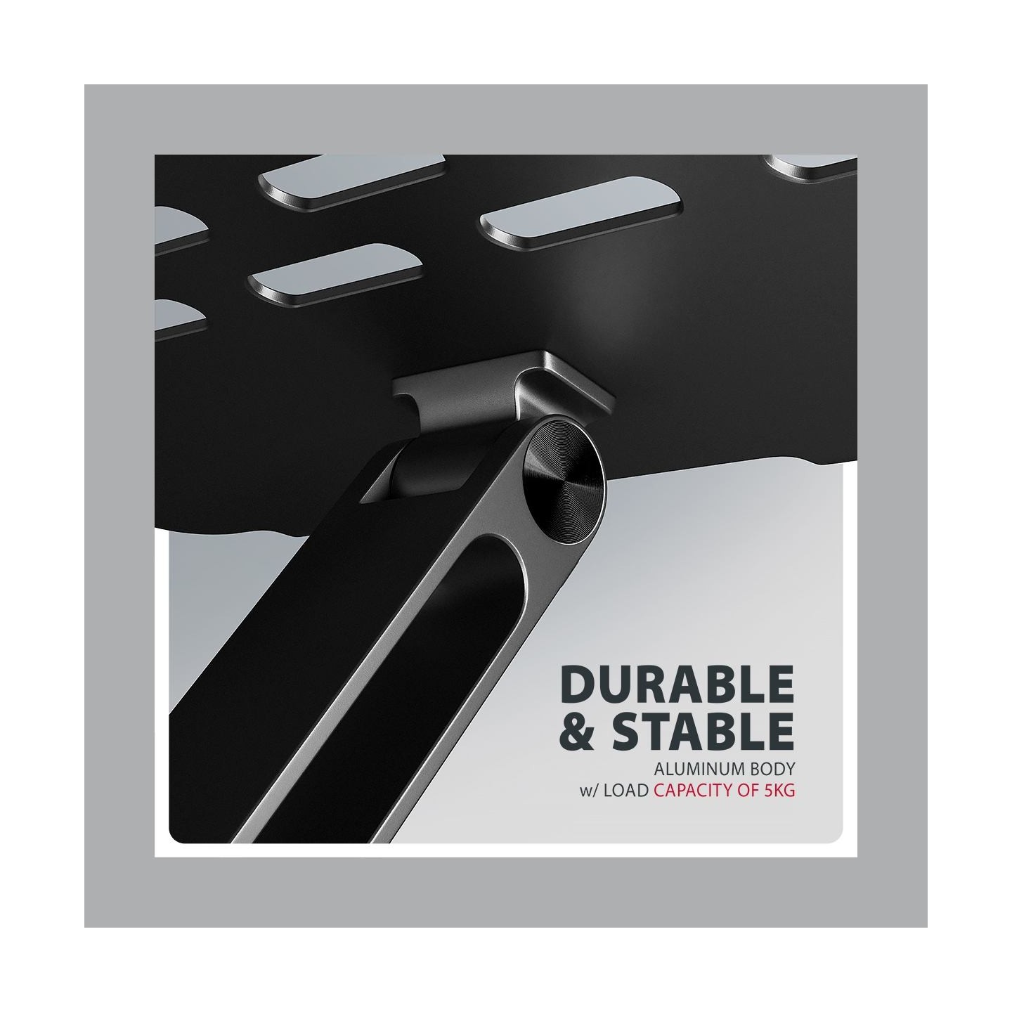 Axagon STND-LQB stand for notebooks and tablets. Aluminum HQ stand for laptops size 10-17.3. Adjustable height and angle. Black.