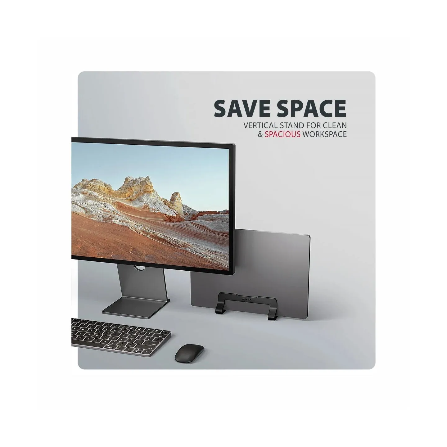 Axagon STND-VB ALU vertical AL U stand for laptops 10-
