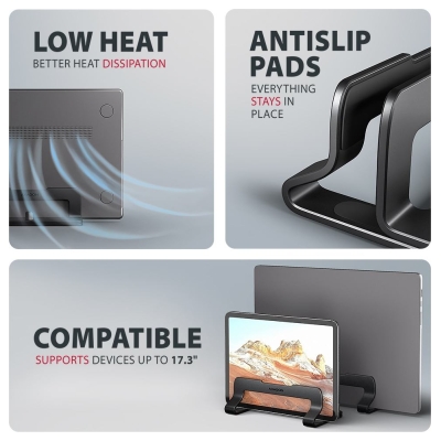 Axagon STND-VB ALU vertical AL U stand for laptops 10-