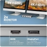 Axagon HMC-CUB83X2 USB-C 10Gbps DUAL 4K DISPLAY 7in1 hub