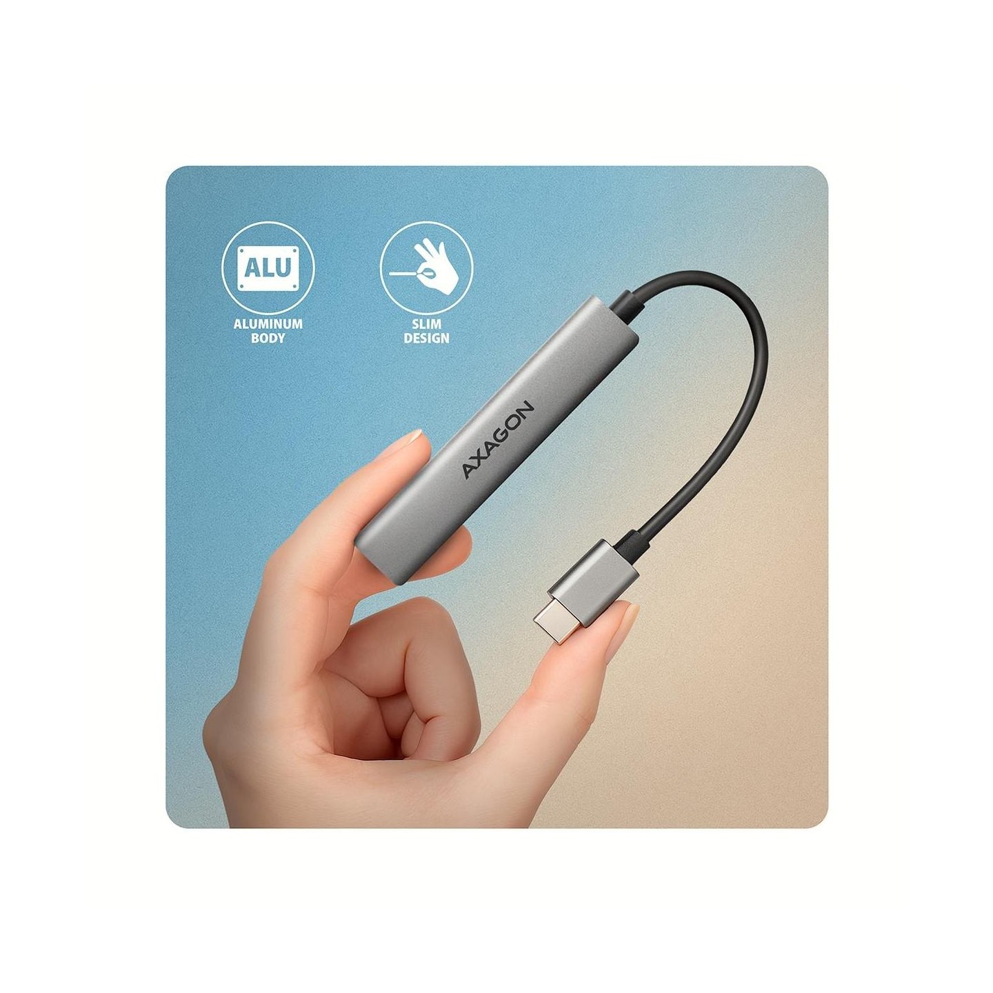 Axagon HUE-STC ALU STRIP USB-C 4 port hub