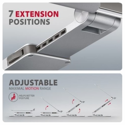 Axagon STND-LR ALU stand for laptop 10-16 adjustable