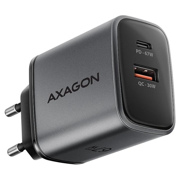Axagon Wall charger ACU-PQ67 67W, GaN, USB-A + USB-C
