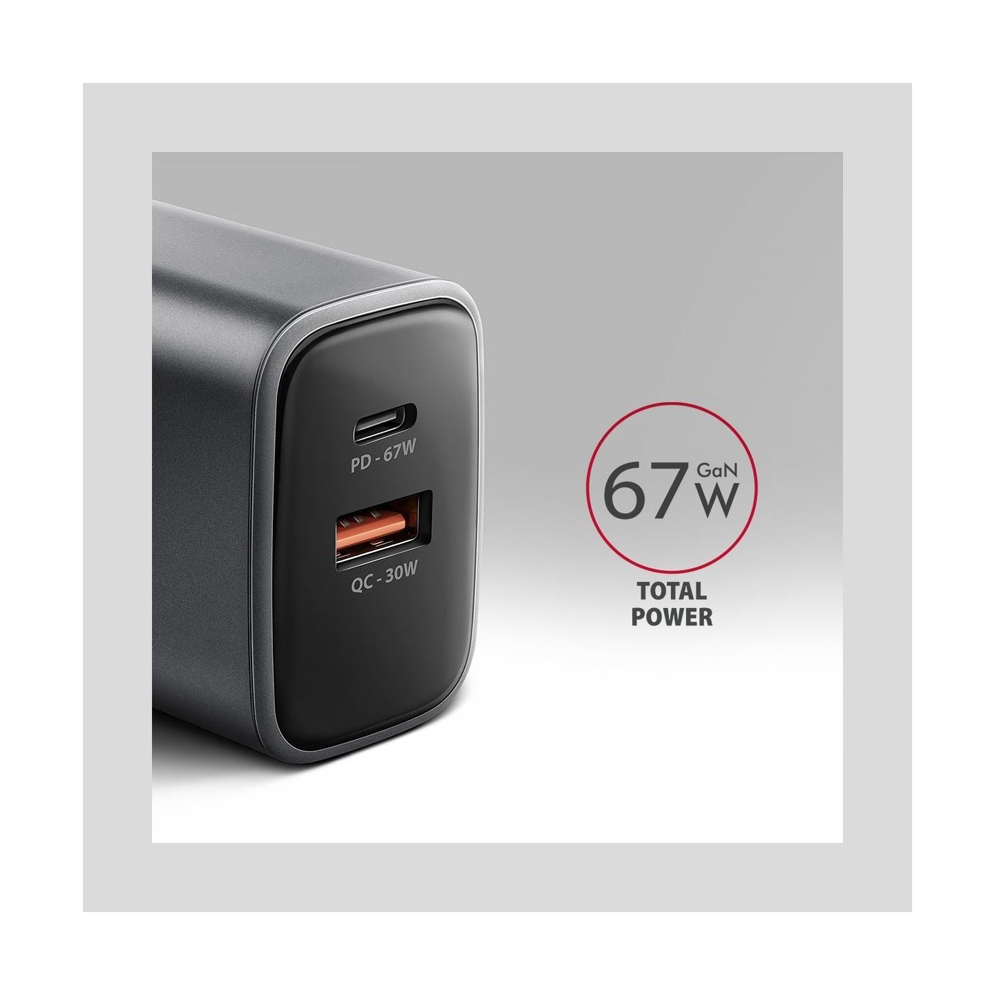 Axagon Wall charger ACU-PQ67 67W, GaN, USB-A + USB-C