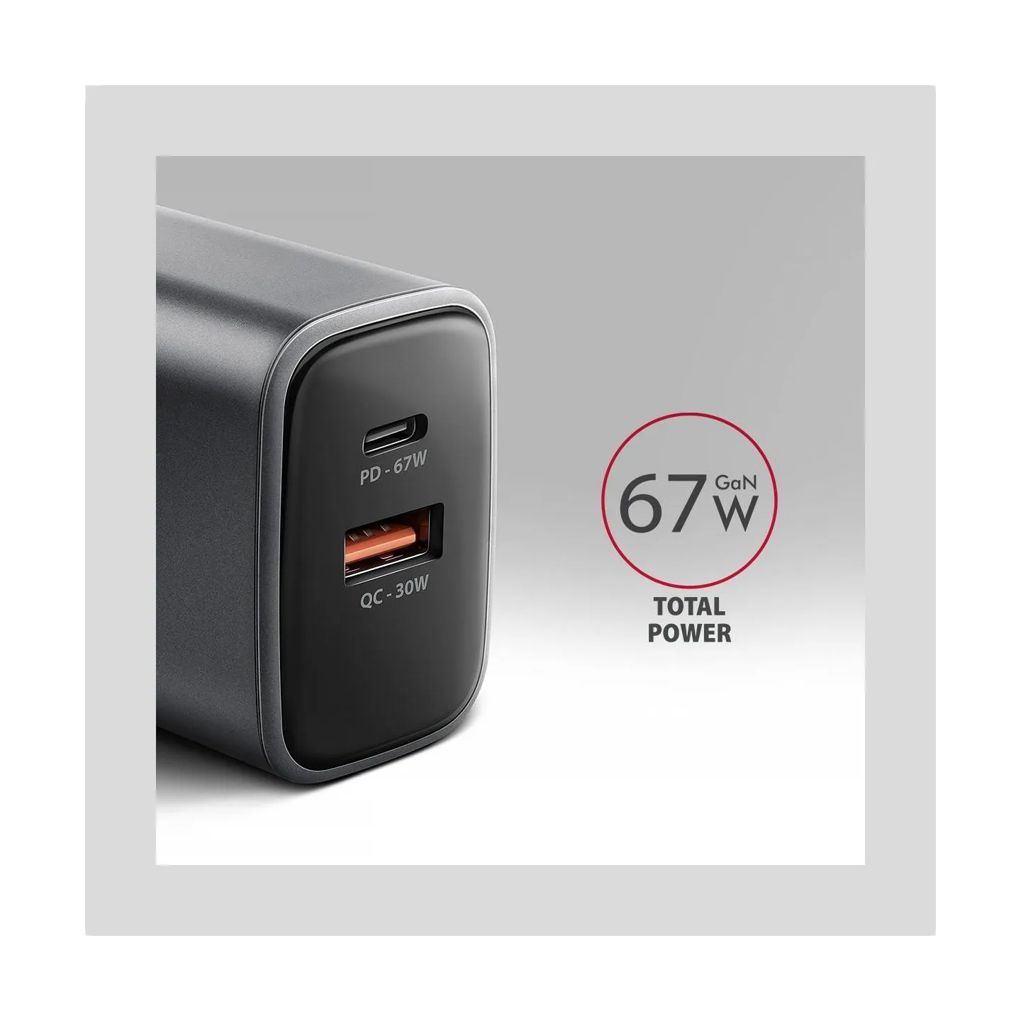 Axagon Wall charger ACU-PQ67 67W, GaN, USB-A + USB-C