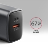 Axagon Wall charger ACU-PQ67 67W, GaN, USB-A + USB-C