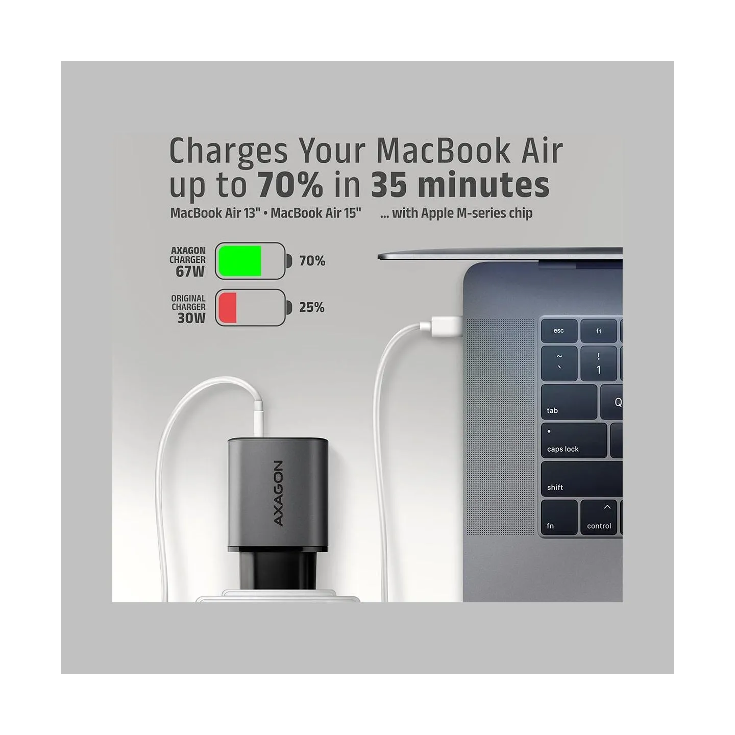 Axagon Wall charger ACU-PQ67 67W, GaN, USB-A + USB-C