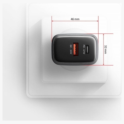 Axagon Wall charger ACU-PQ67 67W, GaN, USB-A + USB-C