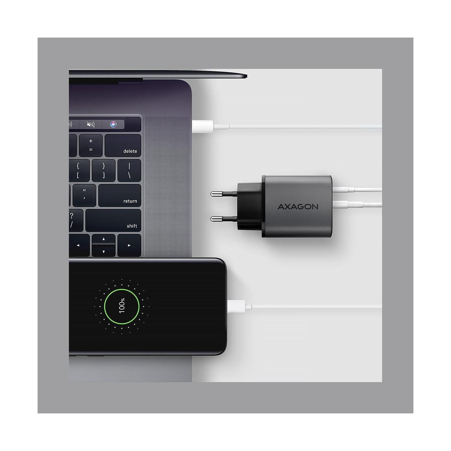 Axagon Wall charger ACU-PQ67 67W, GaN, USB-A + USB-C