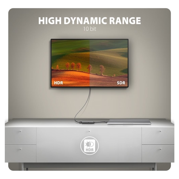Axagon RVC-HI8KPD USB-C - HDMI 2.1 adapter, 8K/60Hz, 4K/144Hz, HDR10+, PD 100W