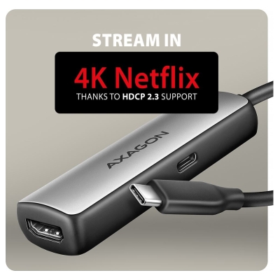 Axagon RVC-HI8KPD USB-C HDMI 8K adapter ALU PD 100W