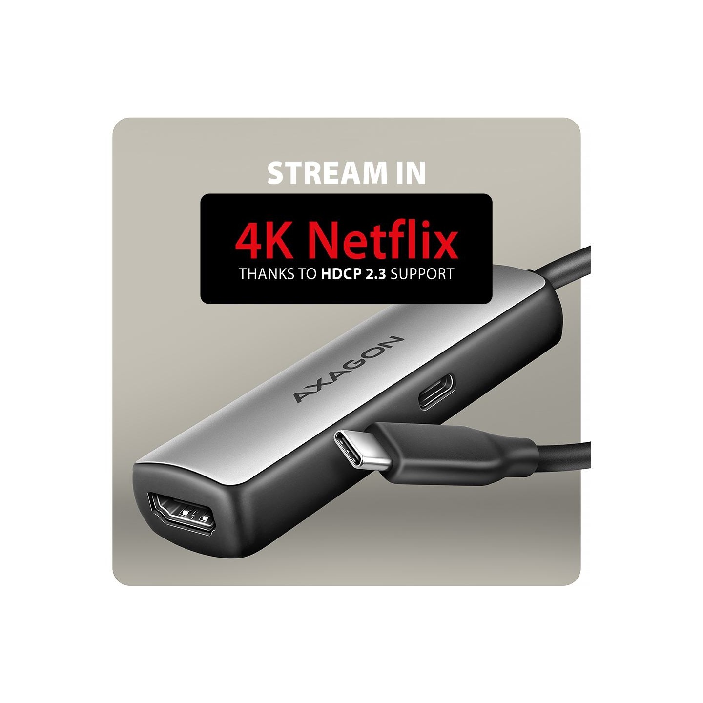 Axagon RVC-HI8KPD USB-C - HDMI 2.1 adapter, 8K/60Hz, 4K/144Hz, HDR10+, PD 100W