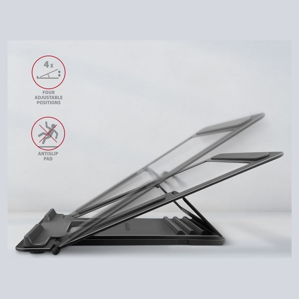 Axagon STND-L NOTEBOOK STANDAluminum stand for 10“ – 16“ notebooks. Four adjustable positions.