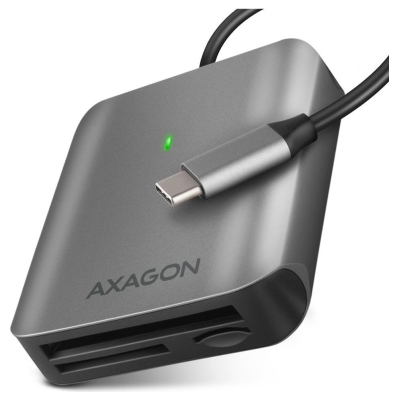 Axagon Aluminum high-speed USB-C 3.2 Gen 1 memory card reader. 3 slots, UHS-II.
