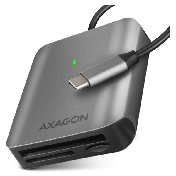 Axagon Aluminum high-speed USB-C 3.2 Gen 1 memory card reader. 3 slots, UHS-II.
