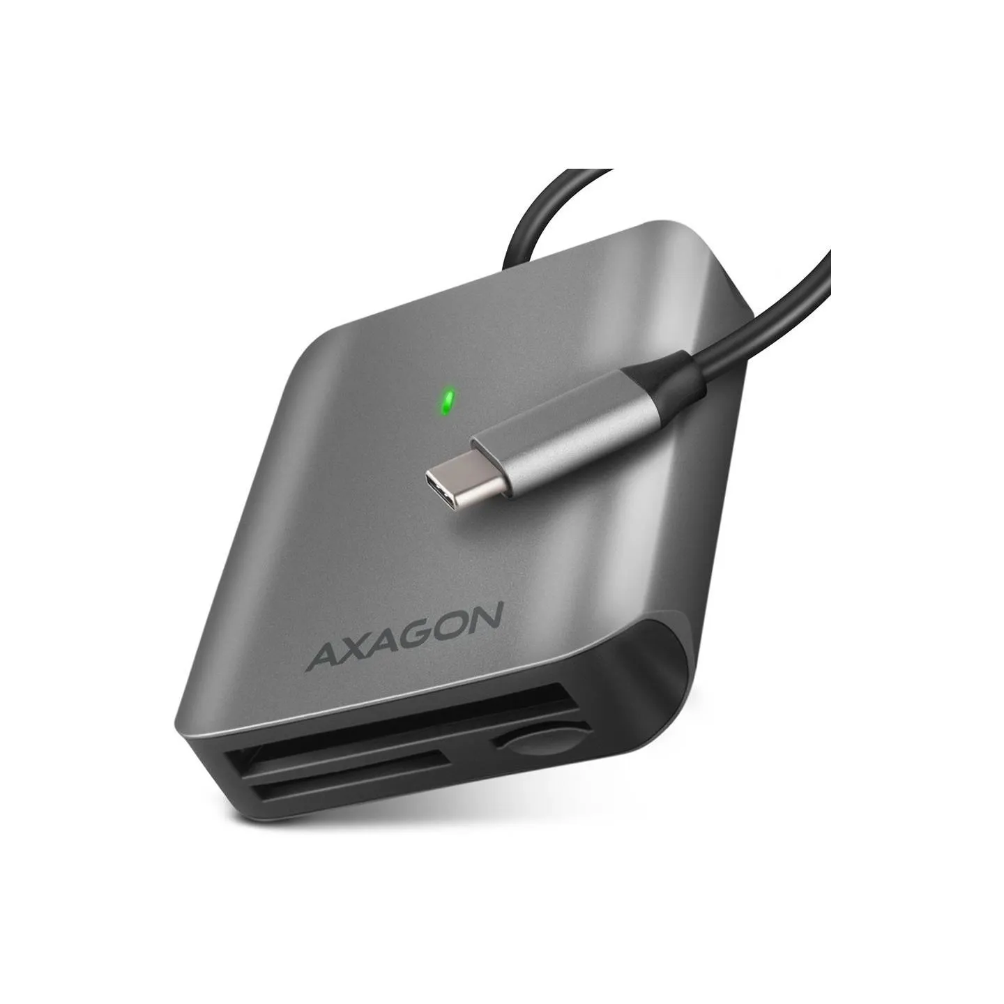 Axagon Aluminum high-speed USB-C 3.2 Gen 1 memory card reader. 3 slots, UHS-II.