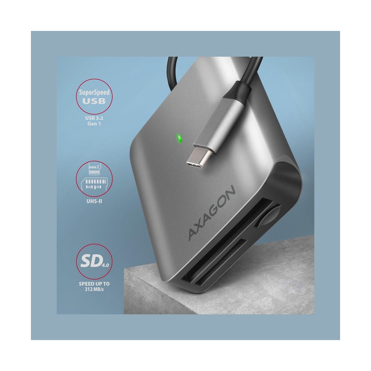 Axagon CRE-S3C, USB-C 3 .2 GEN 1 external card